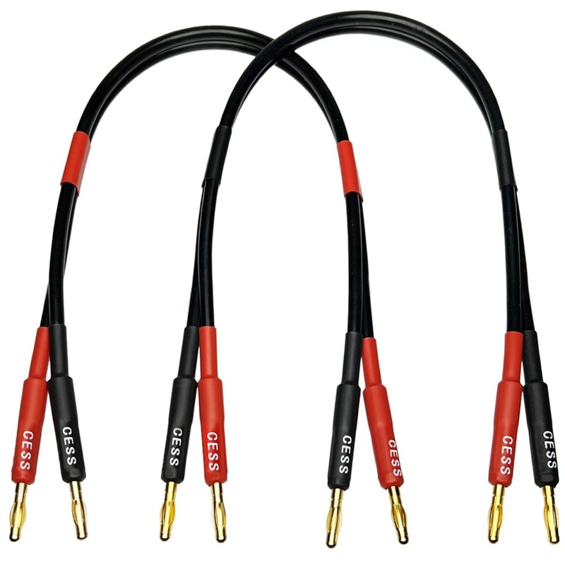 CNCESS CESS-037-2f Banana Plug Male to Male Speaker Cable 12 Gauge 680 Strand Count Silicone Soft Wire, 2 Cables (2 FEET) - Image 1